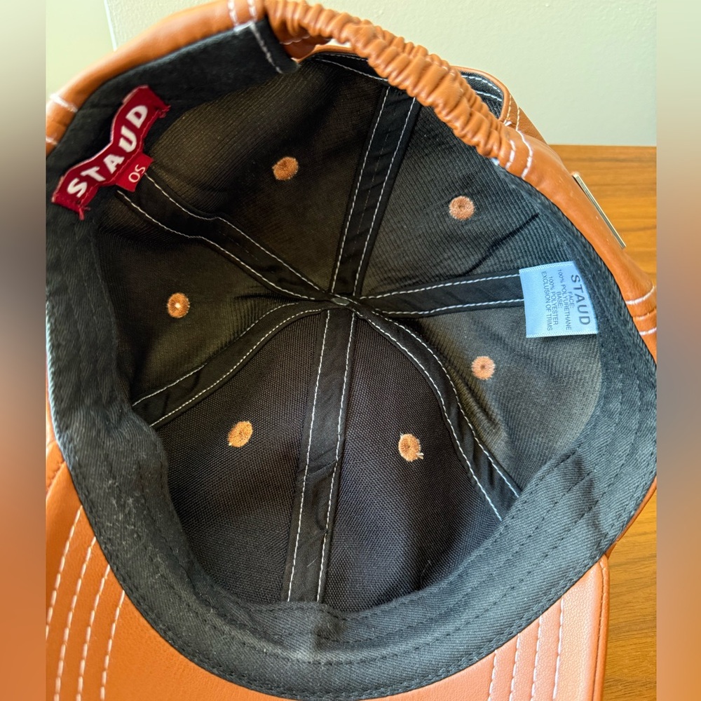 Staud Brown Vegan Leather Baseball Cap - Picture 7 of 7